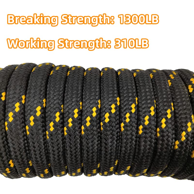 GIAHAND Diamond Braided Polypropylene Rope Nylon Rope Mix Thick Heavy Duty Ropes 1/2 inch 50ft High Strength Rope Perfect for Clothesrope Camping Hiking and Other Outdoor Activities Black 50ft - Image 2